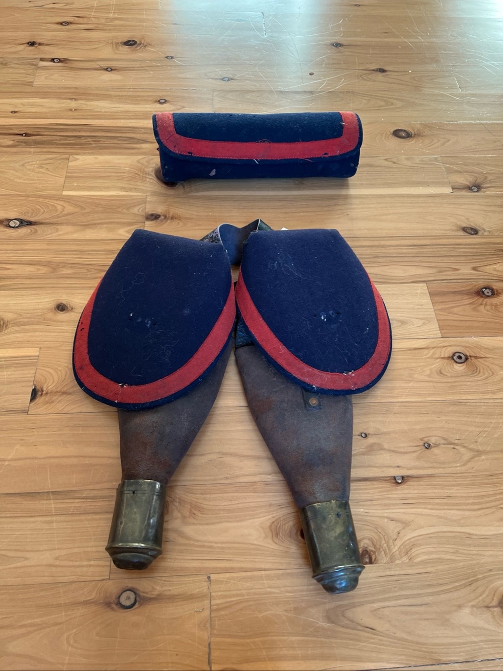 Pre Civil War Leather Revolver Pommel Saddle Holster Set with Ammunition Pouch